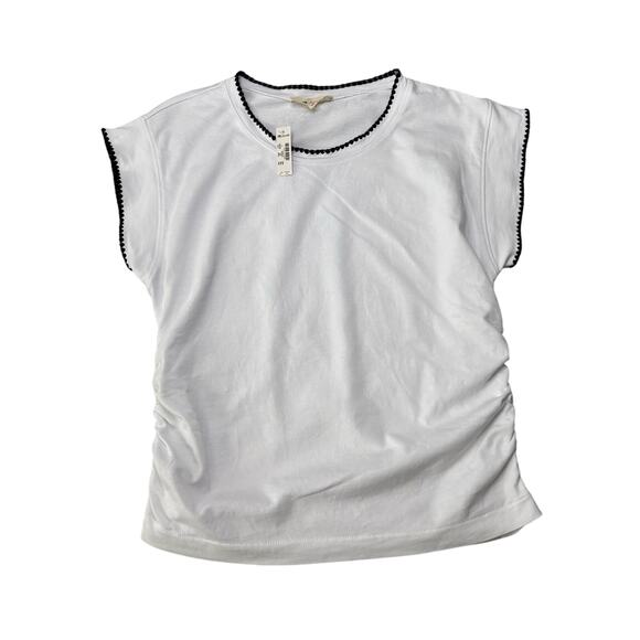 Madewell White Muscle Tee XS NWT | Cotton TENCEL Cap Sleeve Contrast Trim - Picture 6 of 9